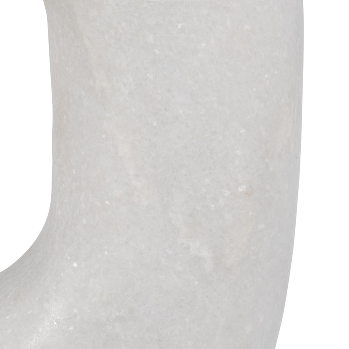 Sculpture ovale de 9 po en marbre - blanche