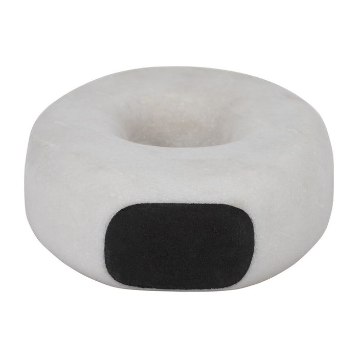 Sculpture ovale de 9 po en marbre - blanche