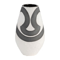 Vase de 11 po en grès noir - noir et blanc