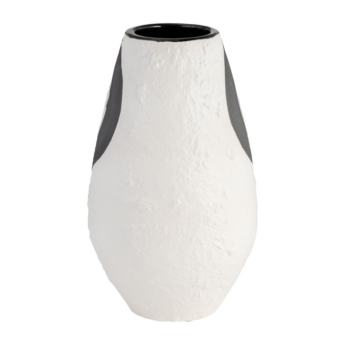 Vase de 11 po en grès noir - noir et blanc