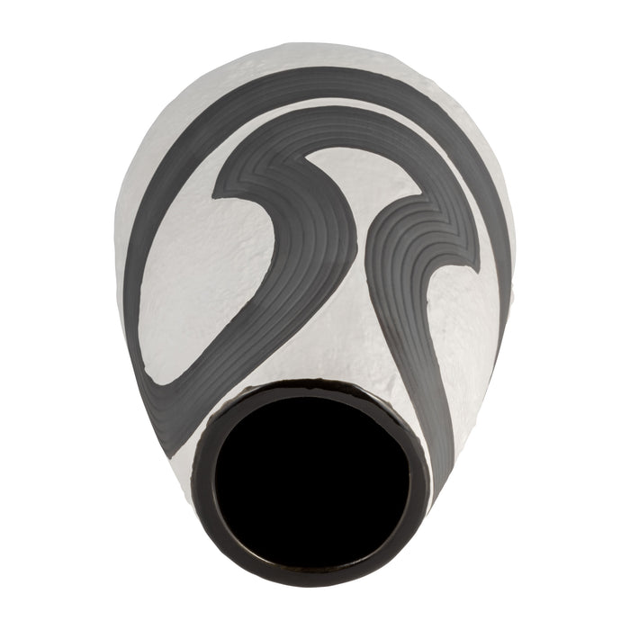 Vase de 11 po en grès noir - noir et blanc