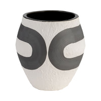 Vase noir de 8 po en grès - noir et blanc