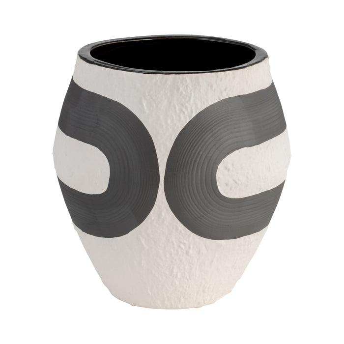 Vase noir de 8 po en grès - noir et blanc