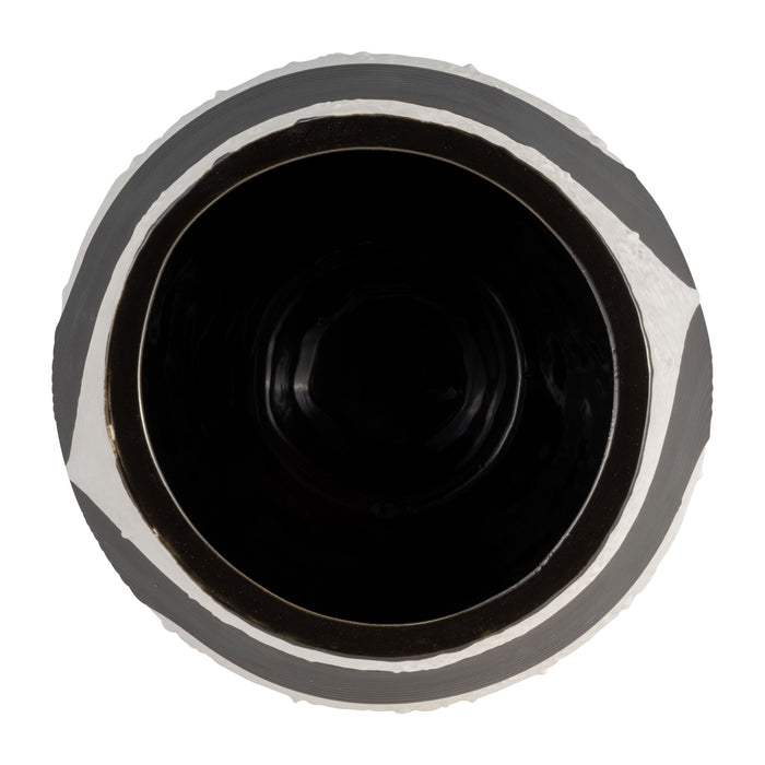 Vase noir de 8 po en grès - noir et blanc