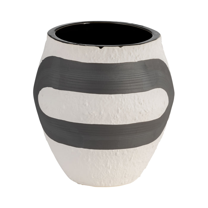 Vase noir de 8 po en grès - noir et blanc