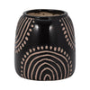 Vase de 6 po en céramique à motif tribal d’arcs - noir et tan
