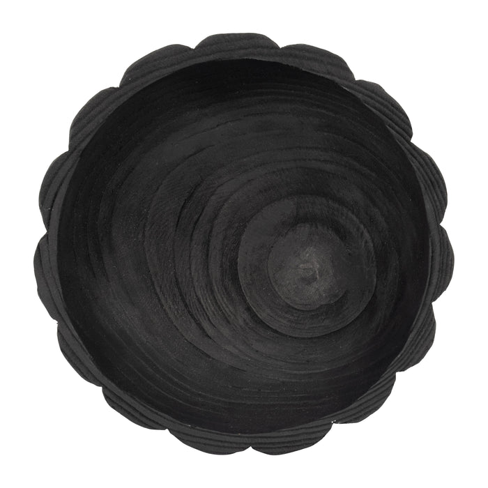 Bol festonné de 9 po en bois - noir
