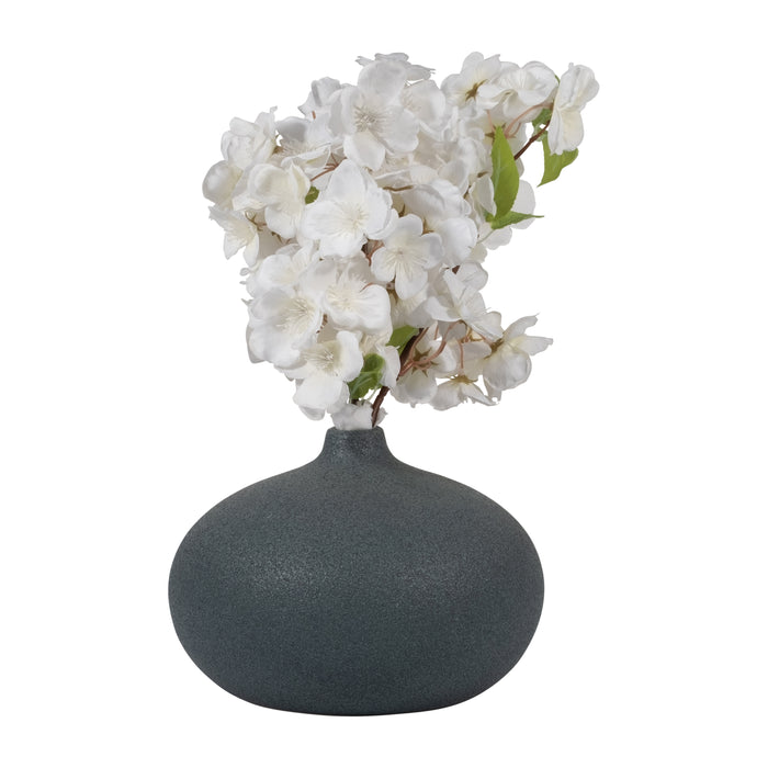 Vase rond de 5 po en céramique à texture volcanique - bleu marine