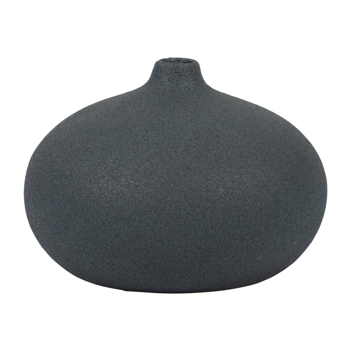 Vase rond de 5 po en céramique à texture volcanique - bleu marine