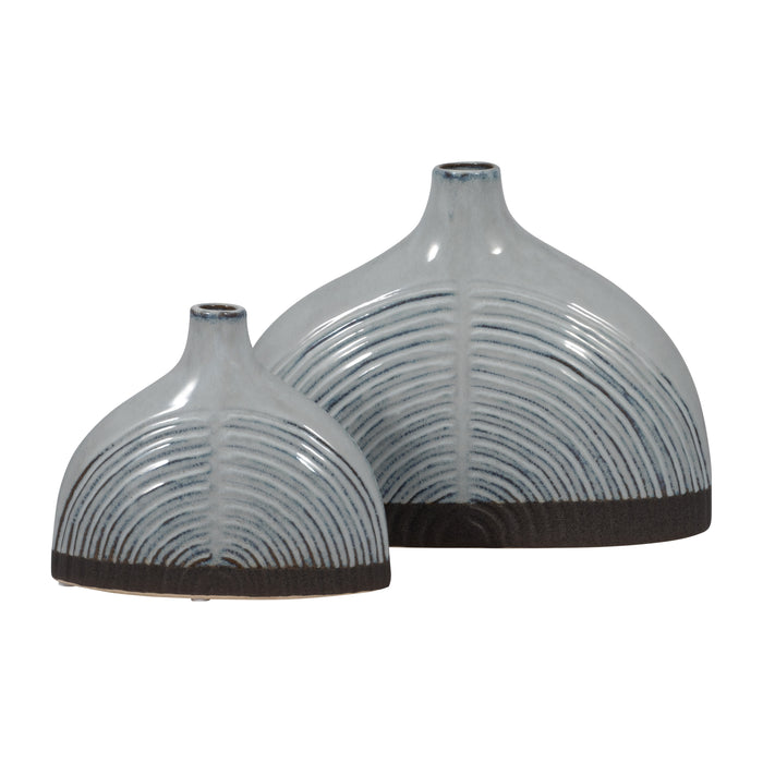 Vase de 6 po en céramique à motif d’arc en demi-dôme - bleu