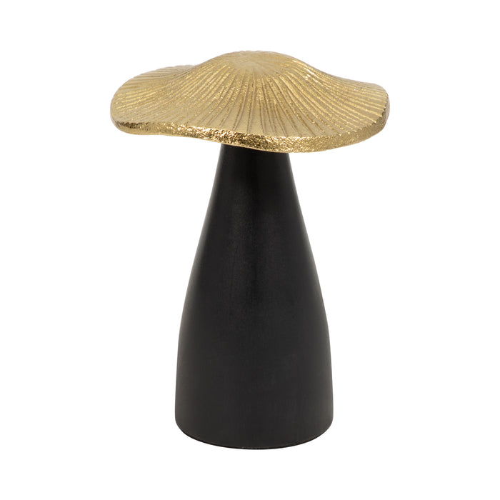 Champignon décoratif de 6 po en métal - noir et doré