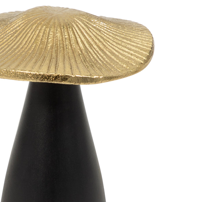 Champignon décoratif de 6 po en métal - noir et doré