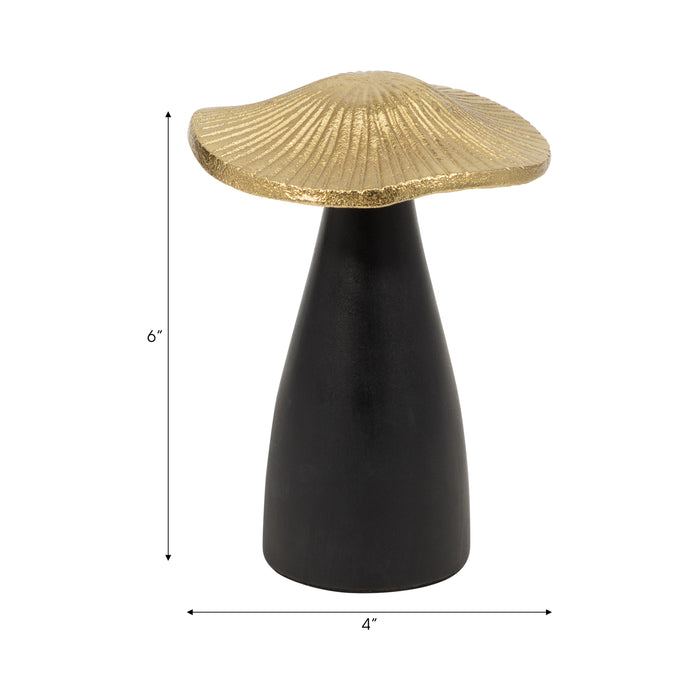 Champignon décoratif de 6 po en métal - noir et doré