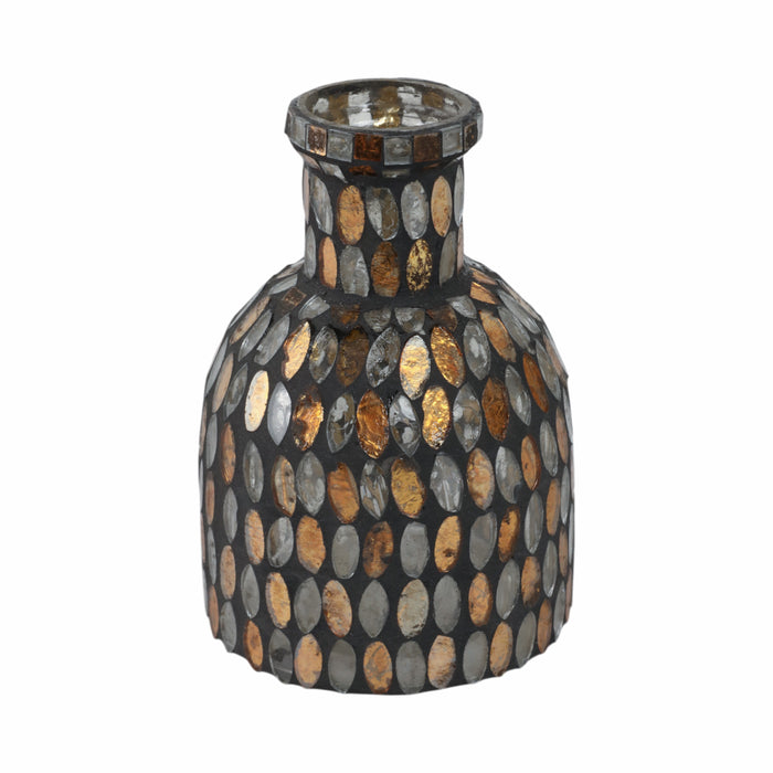 Vase de 6 po en verre à mosaïque - cuivre