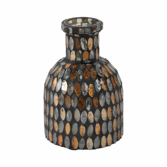 Vase de 6 po en verre à mosaïque - cuivre