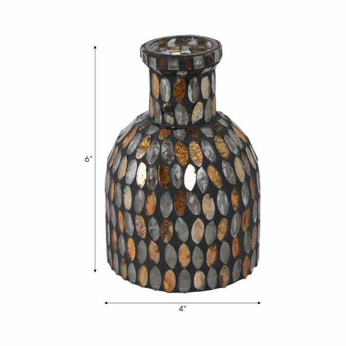 Vase de 6 po en verre à mosaïque - cuivre