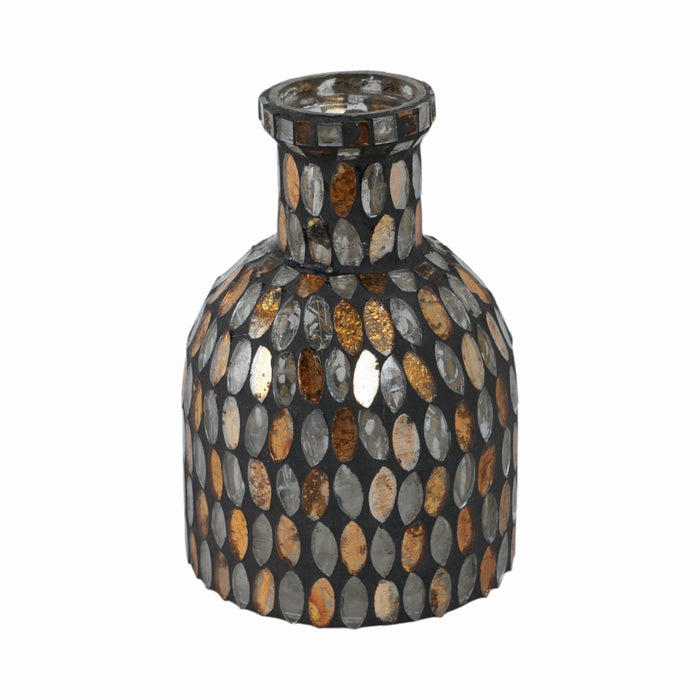 Vase de 6 po en verre à mosaïque - cuivre