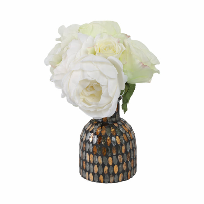 Vase de 6 po en verre à mosaïque - cuivre
