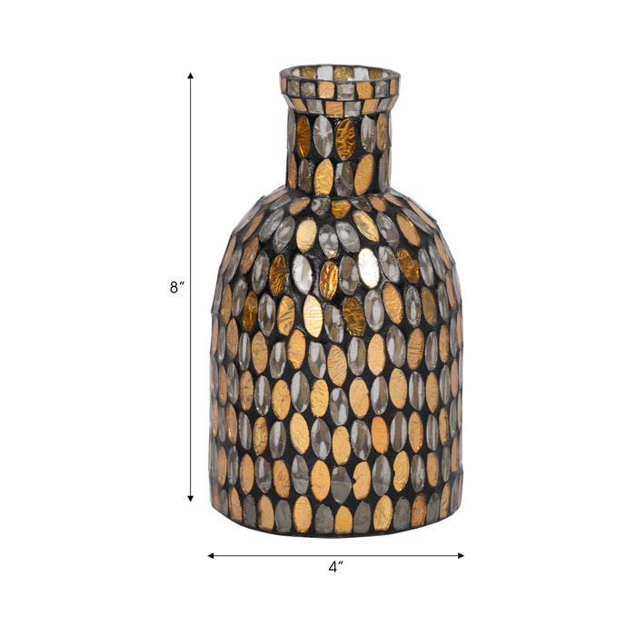 Vase de 8 po en verre à mosaïque - cuivre
