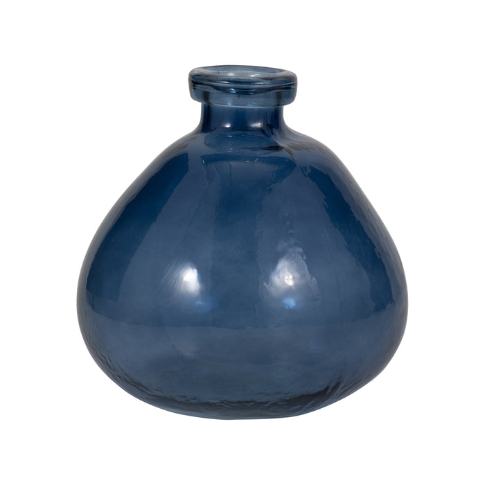 Vase de 8 po en verre en forme de ballon - bleu