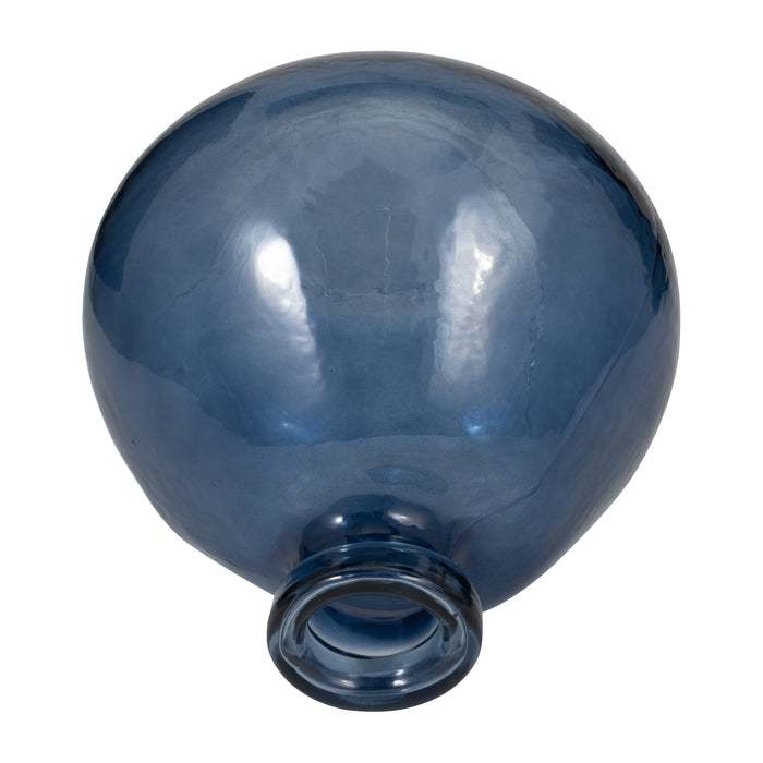 Vase de 8 po en verre en forme de ballon - bleu