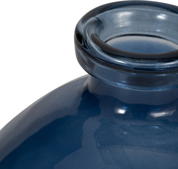Vase de 8 po en verre en forme de ballon - bleu