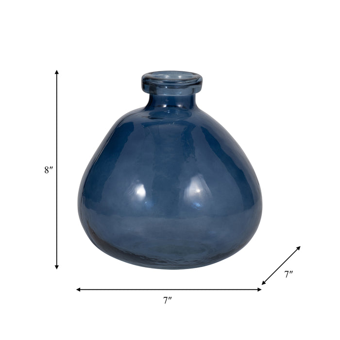 Vase de 8 po en verre en forme de ballon - bleu