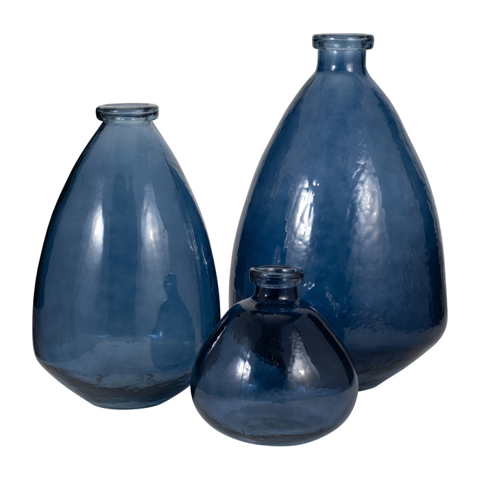Vase de 8 po en verre en forme de ballon - bleu