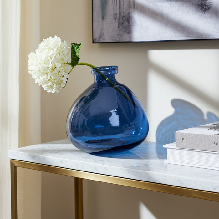 Vase de 8 po en verre en forme de ballon - bleu
