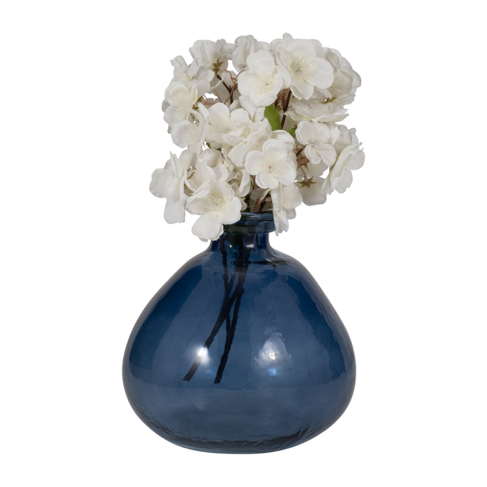 Vase de 8 po en verre en forme de ballon - bleu