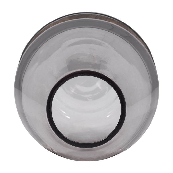 Vase à panse de 8 po en verre avec bande en bois