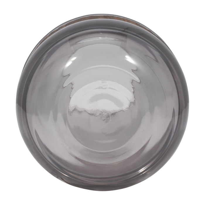Vase à panse de 8 po en verre avec bande en bois
