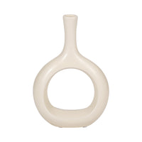 Vase courbé de 9 po en céramique avec découpe - blanc