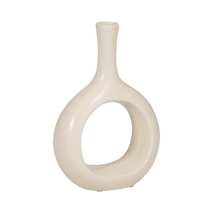 Vase courbé de 9 po en céramique avec découpe - blanc