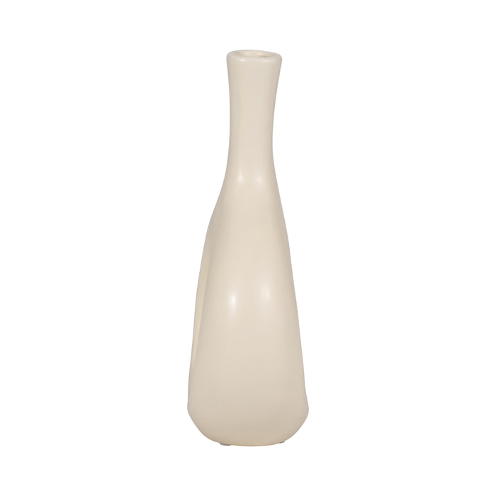 Vase courbé de 9 po en céramique avec découpe - blanc