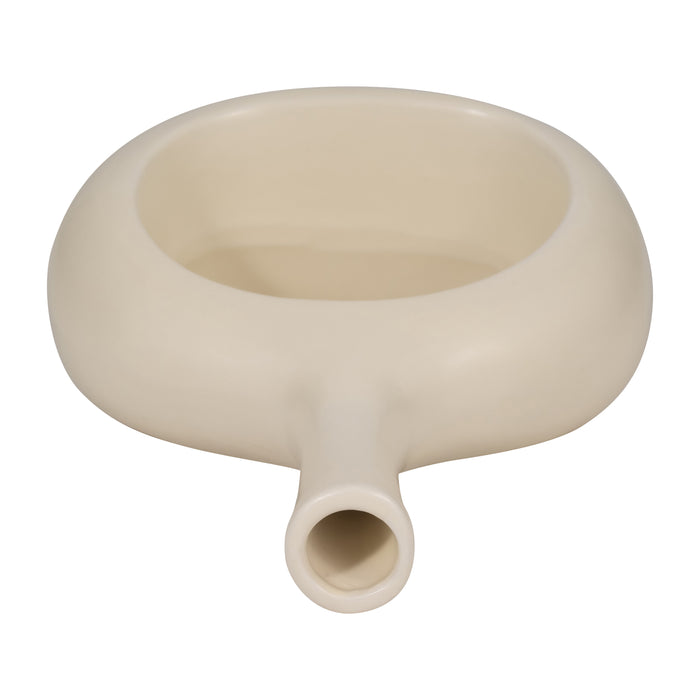 Vase courbé de 9 po en céramique avec découpe - blanc