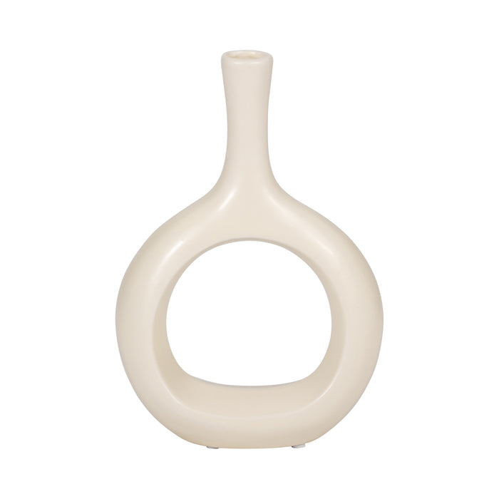 Vase courbé de 9 po en céramique avec découpe - blanc