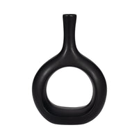 Vase courbé de 9 po en céramique avec découpe - noir