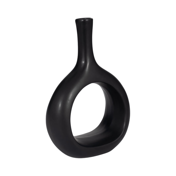 Vase courbé de 9 po en céramique avec découpe - noir