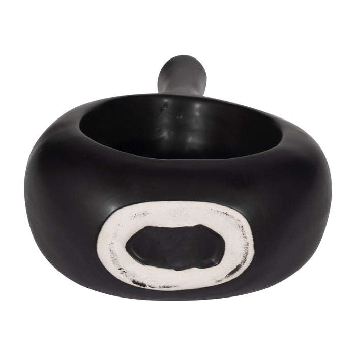 Vase courbé de 9 po en céramique avec découpe - noir
