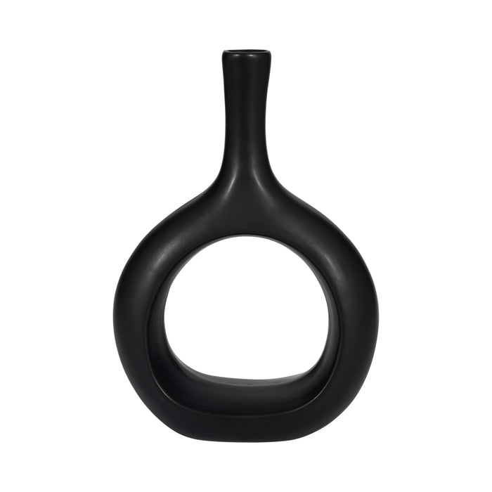 Vase courbé de 9 po en céramique avec découpe - noir