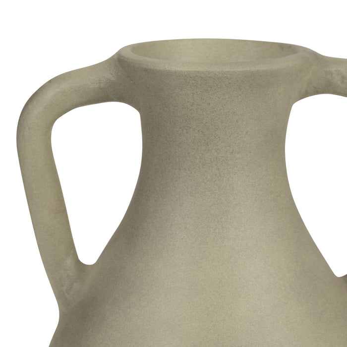 Vase carafe de 11 po en terre cuite avec poignées - vert sauge