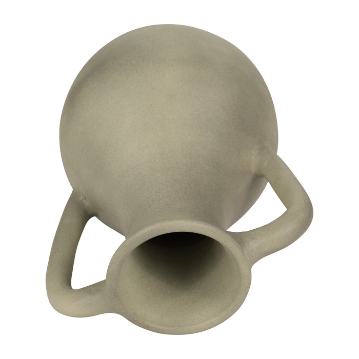 Vase carafe de 11 po en terre cuite avec poignées - vert sauge