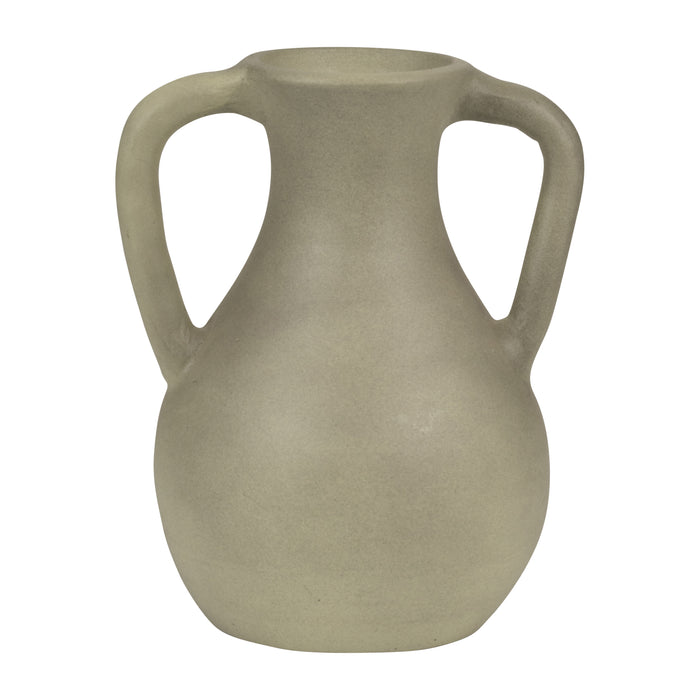 Vase carafe de 11 po en terre cuite avec poignées - vert sauge