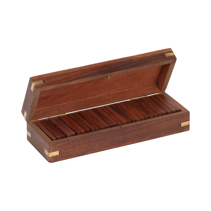 Boîte à dominos de 8 po x 3 po en bois - brune