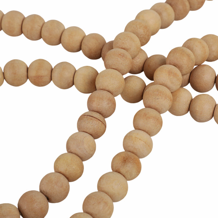Guirlande de 36 po en bois avec petites billes et cœur en marbre - brune