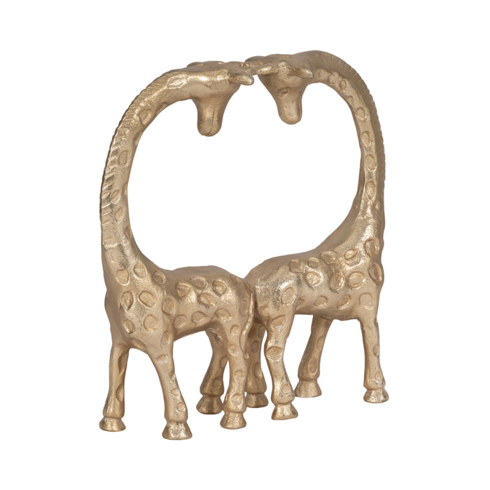 Couple de girafes de 10 po en métal - doré