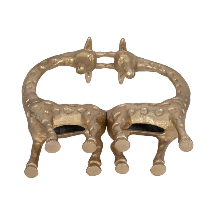 Couple de girafes de 10 po en métal - doré