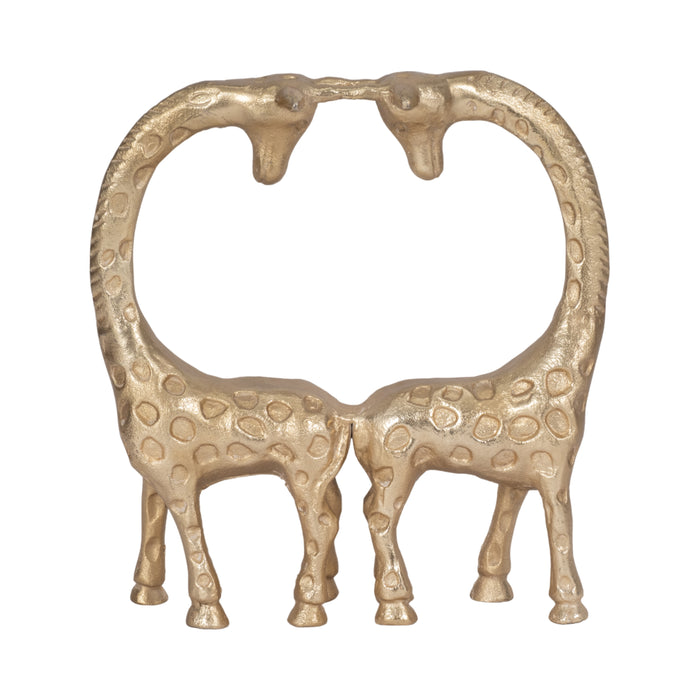 Couple de girafes de 10 po en métal - doré