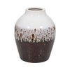Vase de 11 po en argile à effet ombré réactif - brun et blanc